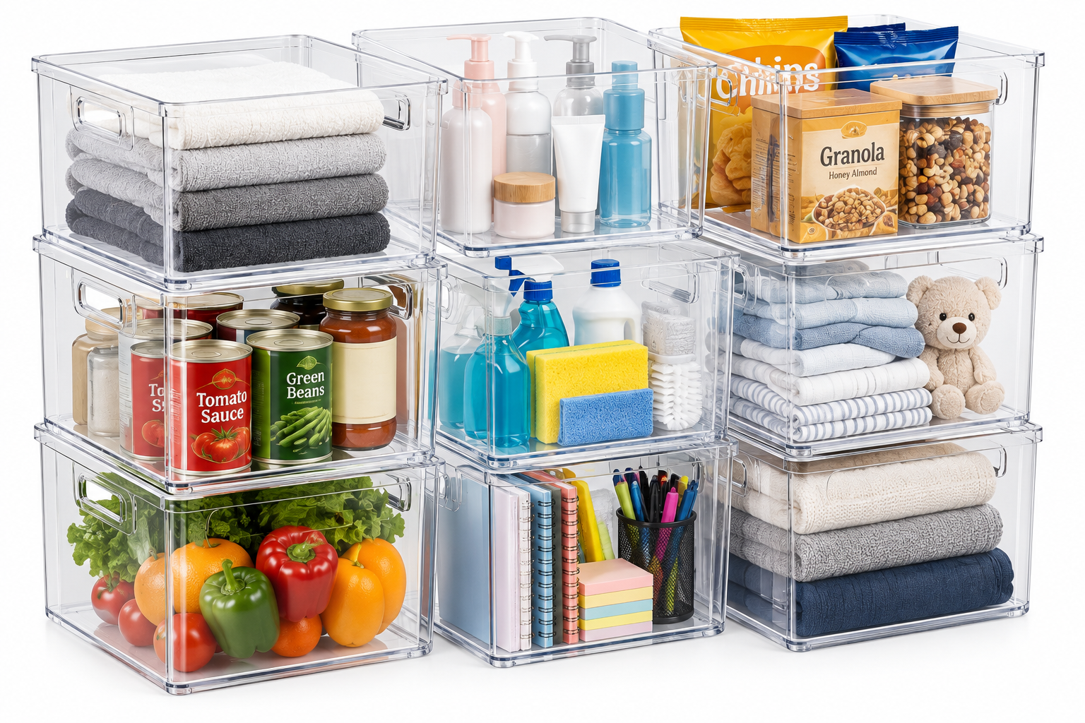 Clear Stackable Storage Bins